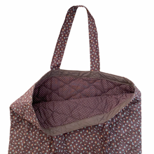 Load image into Gallery viewer, Quilted Brown Floral Print Tote Bag

