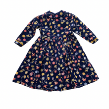 Load image into Gallery viewer, Navy Fine Wale Floral Dress 8Y
