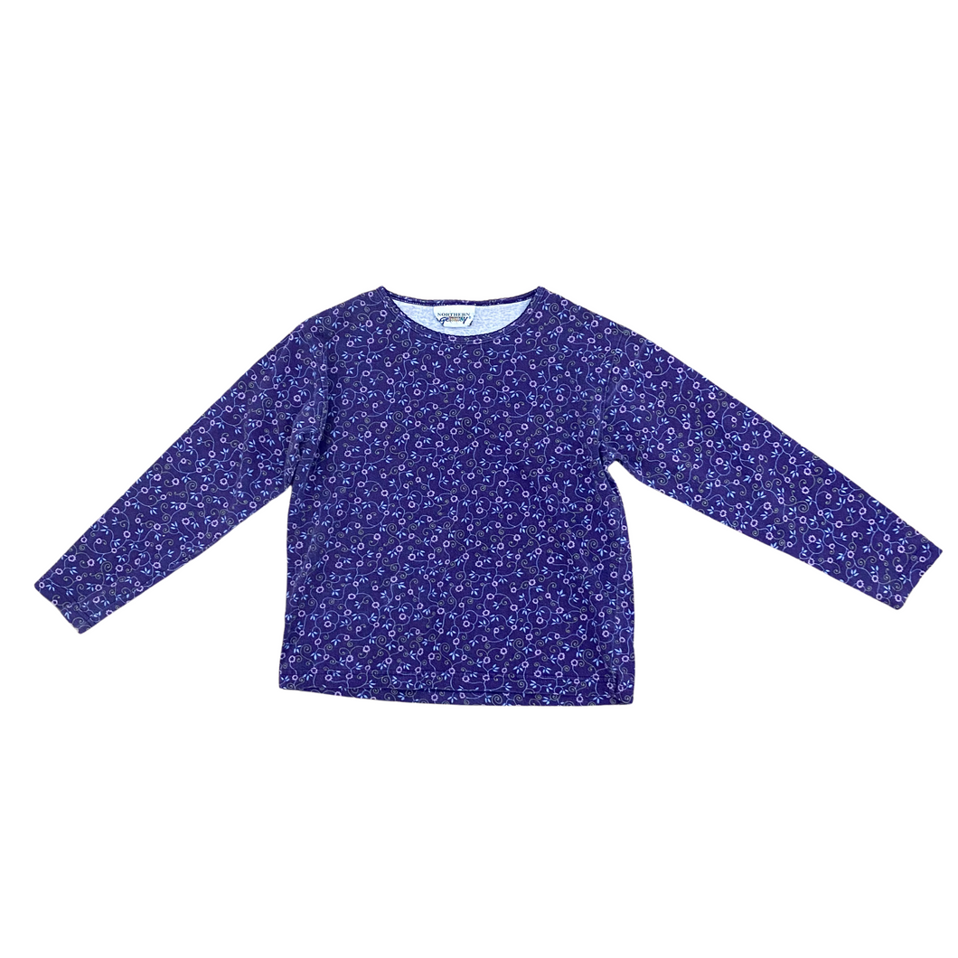 Vintage Purple Floral Print L/S 8Y