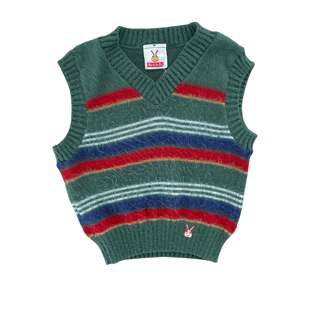 Vintage Fuzzy Striped Sweater Vest 4/6Y