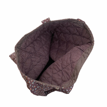 Load image into Gallery viewer, Quilted Brown Floral Print Tote Bag
