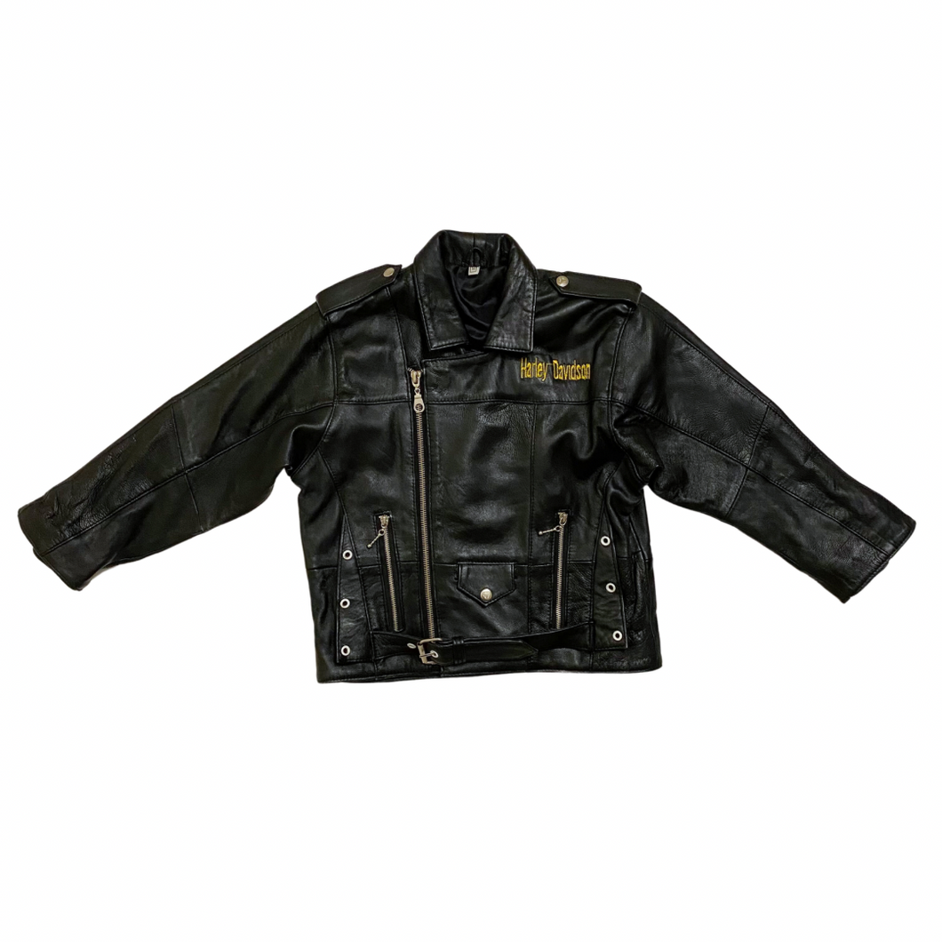 Vintage Genuine Leather Harley Moto Jacket 7/8Y
