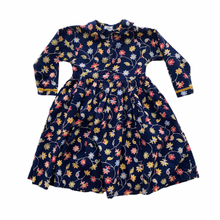 Load image into Gallery viewer, Navy Fine Wale Floral Dress 8Y
