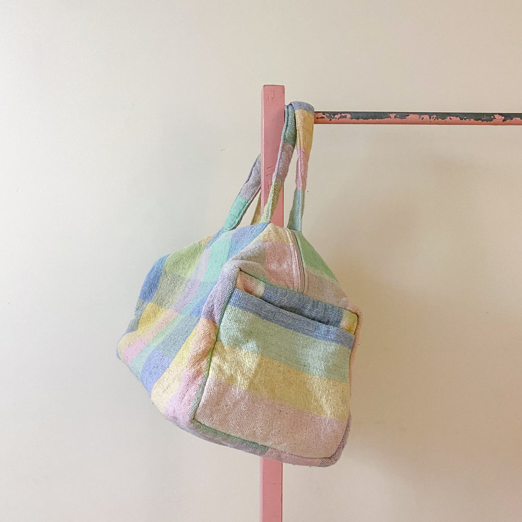 Nubby Pastel Check Overnight Bag