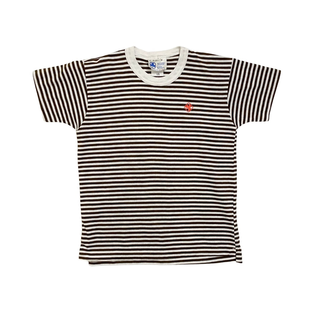 Vintage Girl Guides Brown Striped Tee 10Y