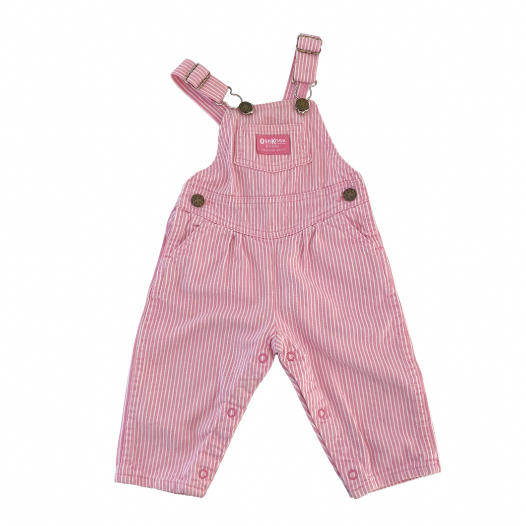 Vintage Oshkosh Pink Railroad Stripe Overalls 18M