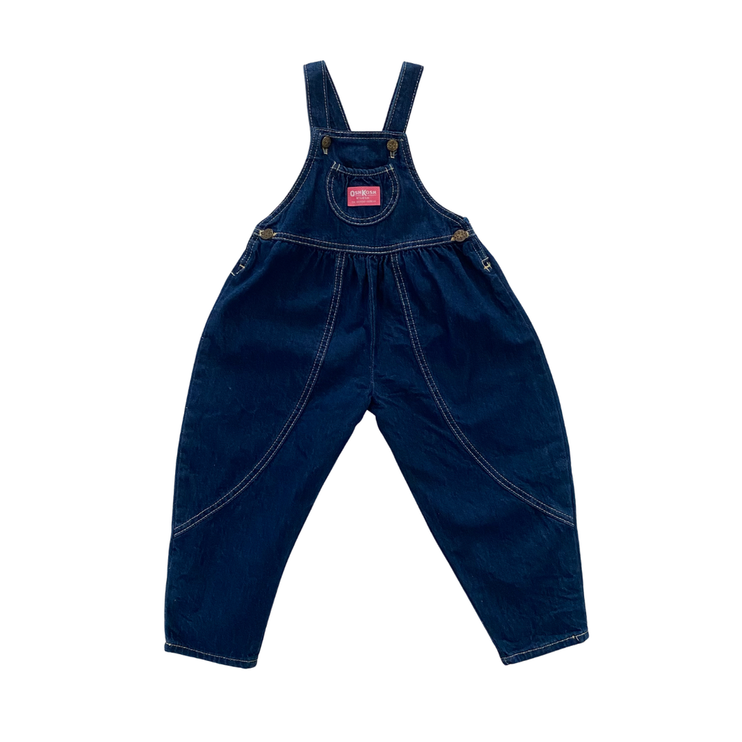 Vintage Dark Denim Bubble Overalls 4T