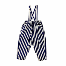 Load image into Gallery viewer, Vintage Navy Striped Overalls 18M
