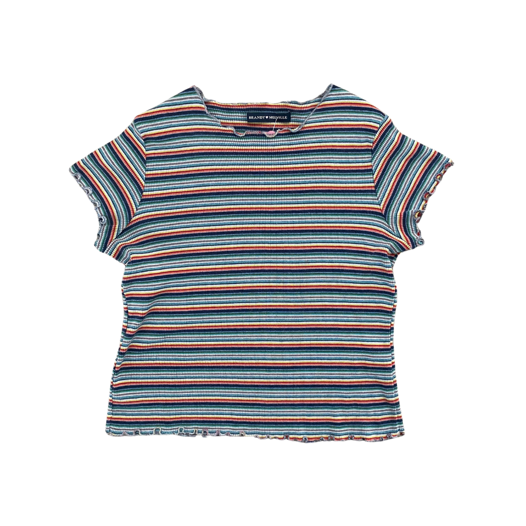Striped Lettuce Hem Tee 8Y