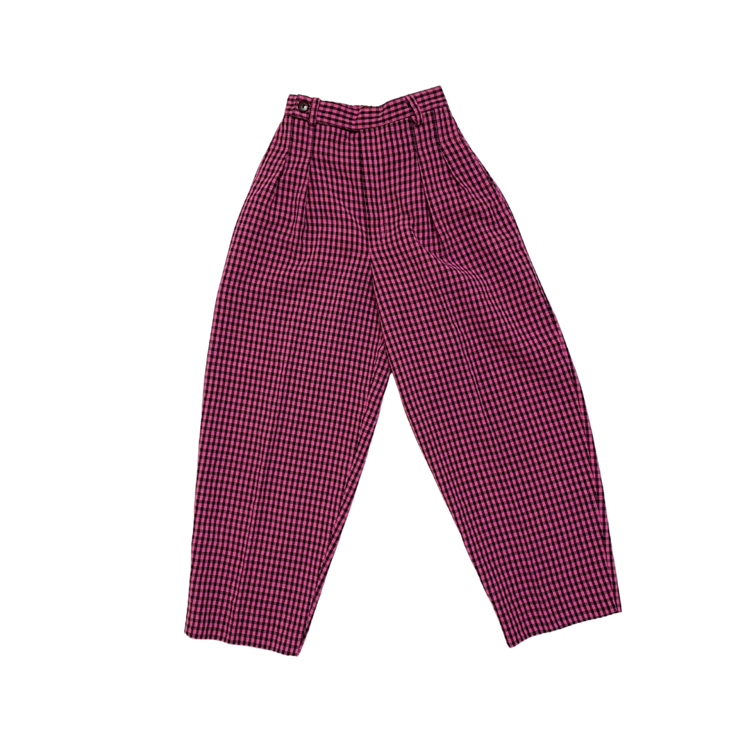 Vintage Pink Check Trousers 6/7Y