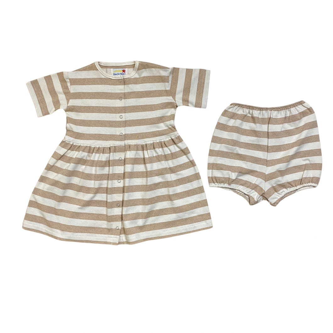 Vintage Striped Cotton Dress + Bloomer Set 2/3T