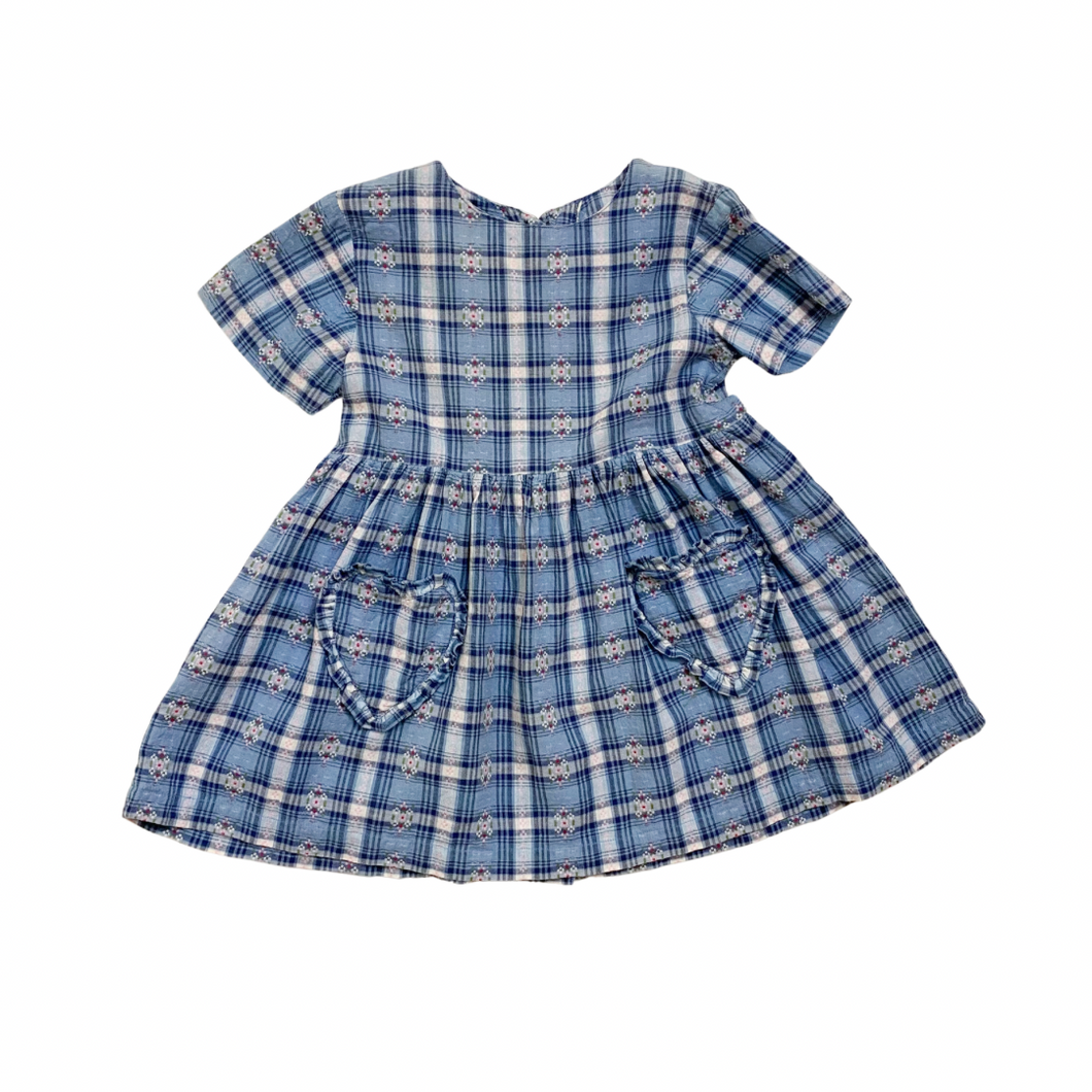 Vintage Plaid Embroidered Dress 💙💙 3/4T