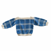 Load image into Gallery viewer, Vintage Boatneck Windowpane Sweater 3/4T

