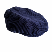 Load image into Gallery viewer, Navy Blue Corduroy Newsboy Cap 6/12M
