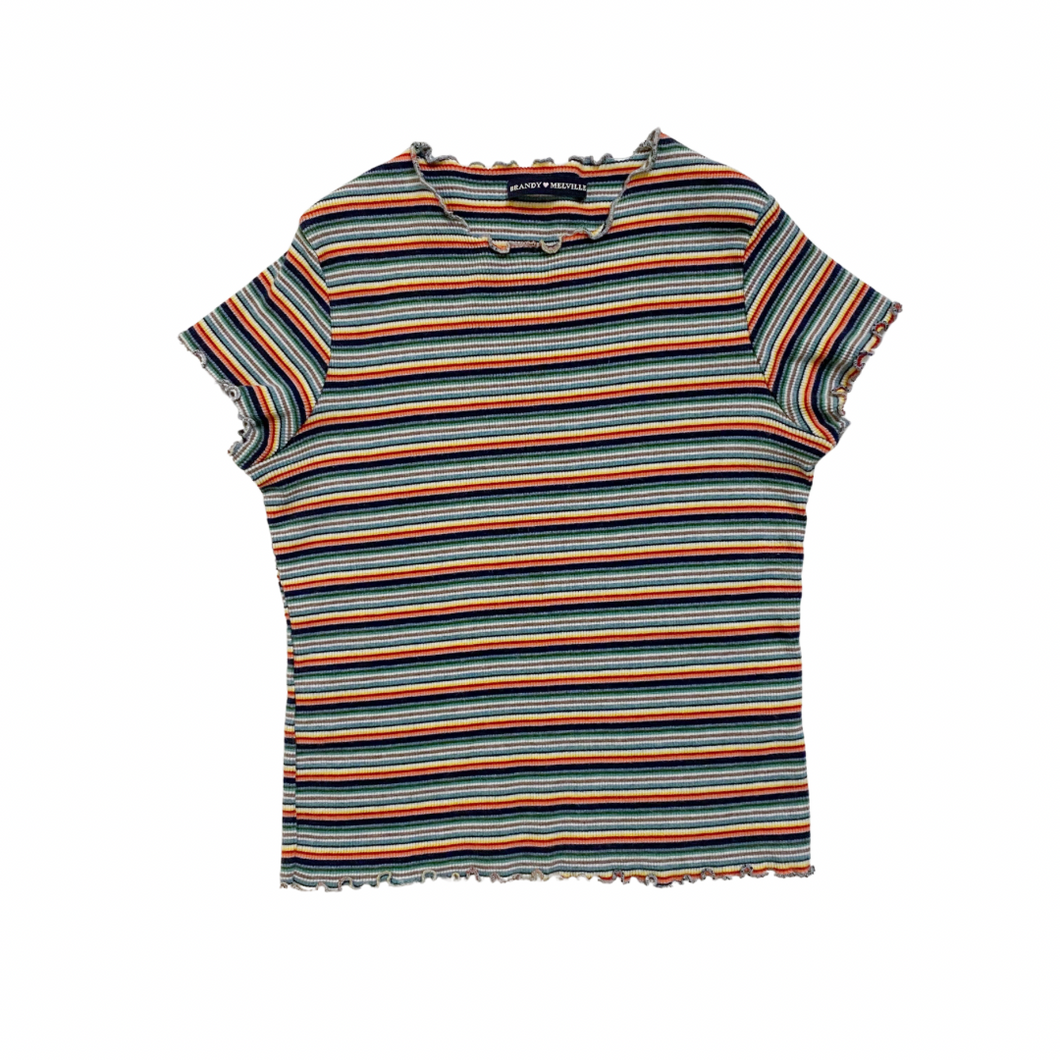 Striped Lettuce Hem Tee 8/10Y