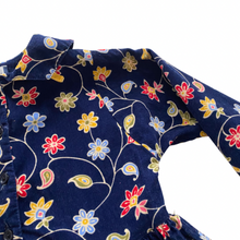 Load image into Gallery viewer, Navy Fine Wale Floral Dress 8Y
