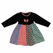 Load image into Gallery viewer, Vintage Velvet Gingham Bow Dress 5T
