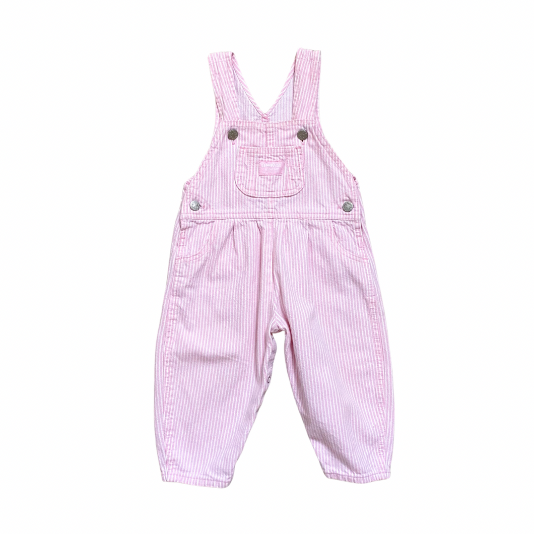 Vintage Oshkosh Pink Railroad Stripe Overalls 18M