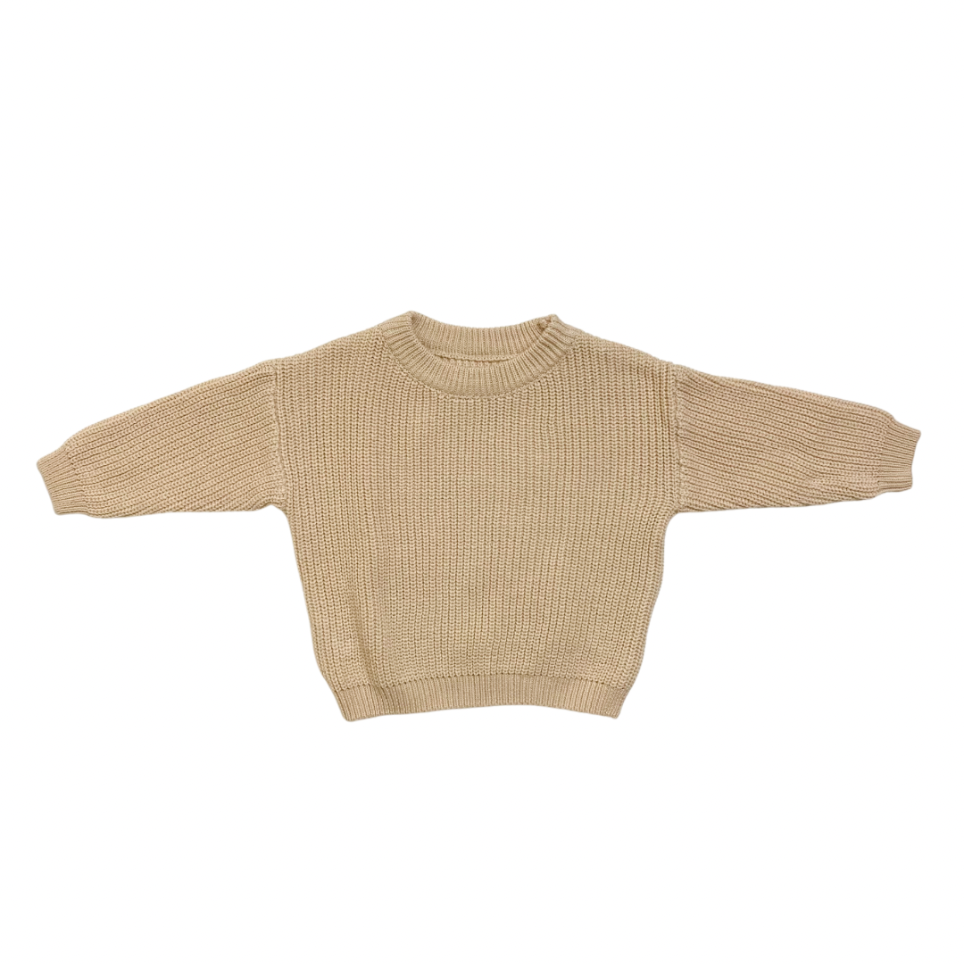 Slouchy Cream Ribbed Knit Sweater 6M Bon Kid