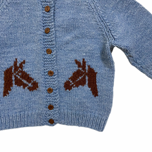 Load image into Gallery viewer, Hand Knit Horse Cardigan 3/4T
