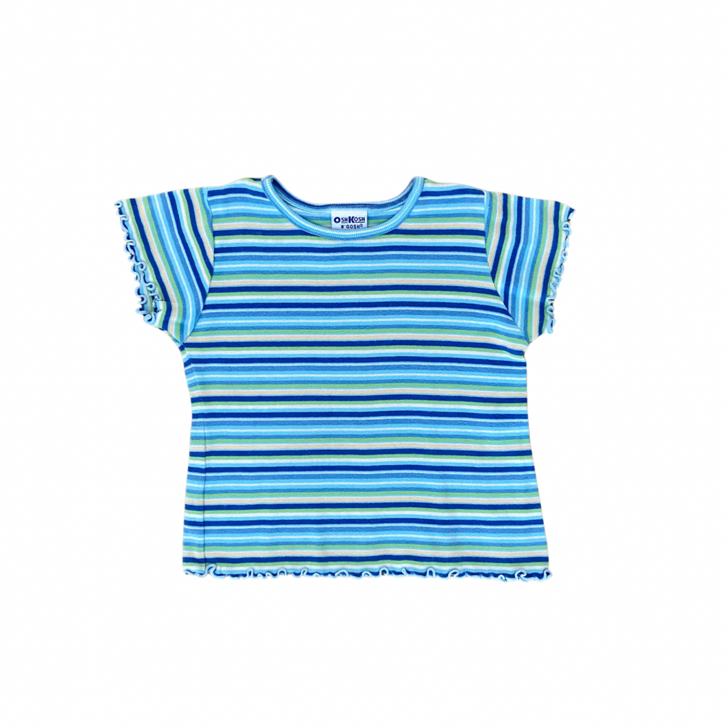 Vintage Oshkosh Striped Lettuce Hem Tee 6Y