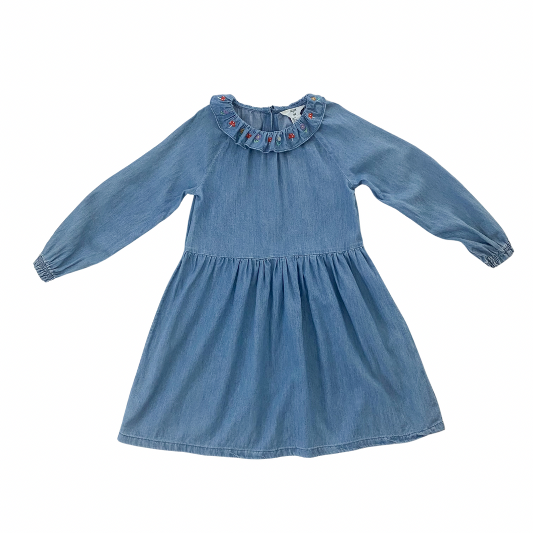 Eva Chen Chambray Ruffle Collar Dress 9/10Y