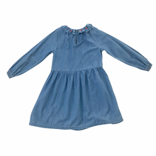 Load image into Gallery viewer, Eva Chen Chambray Ruffle Collar Dress 9/10Y
