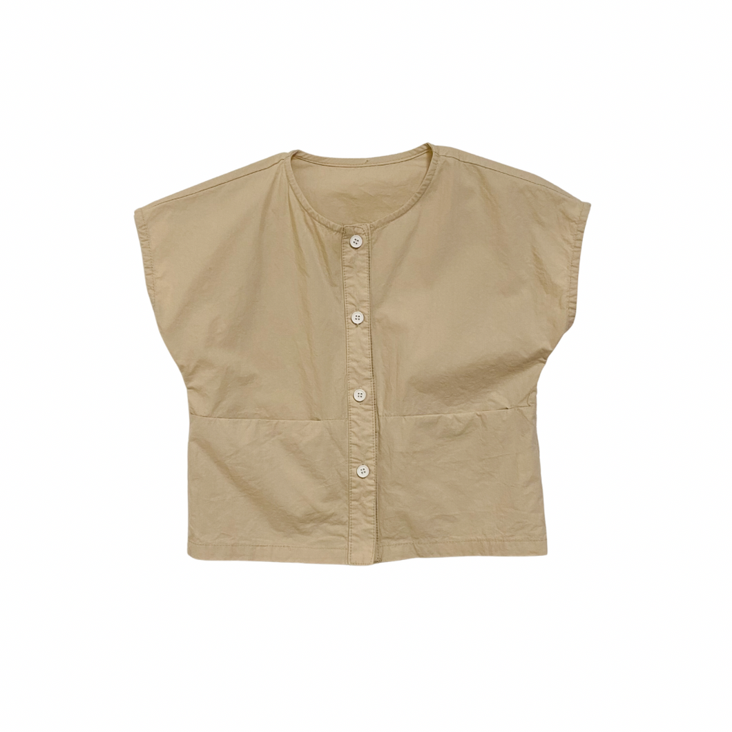 Khaki Cap Sleeve Blouse 4/5T