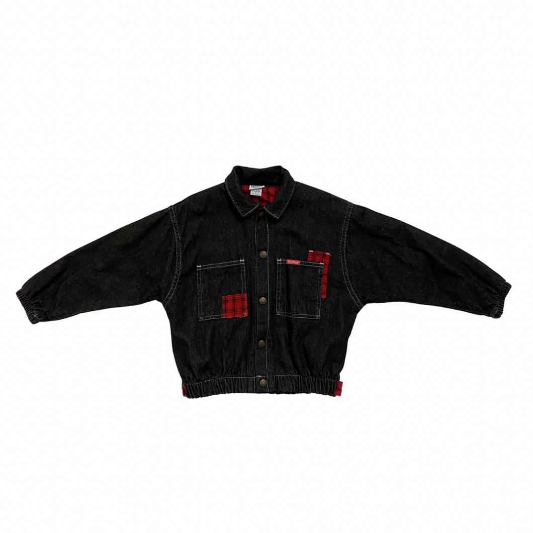 Vintage Oshkosh Black Denim Bomber Jacket 5/6Y