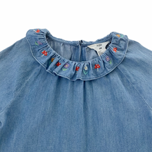 Load image into Gallery viewer, Eva Chen Chambray Ruffle Collar Dress 9/10Y
