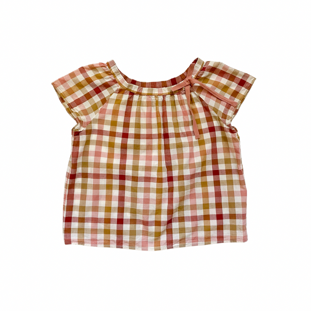 Bonpoint Lys Caramel Check Blouse 8Y