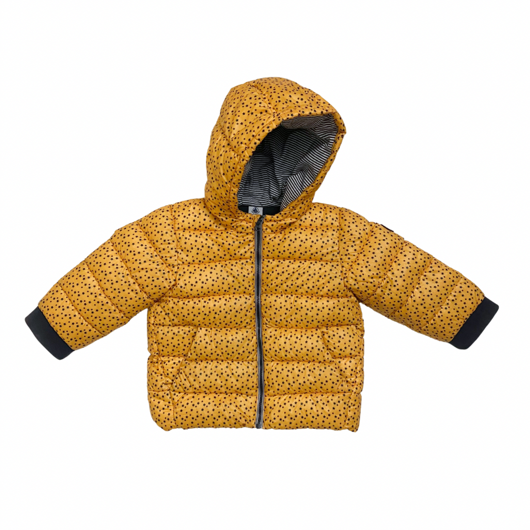 Yellow Quilted Star Puffer Jacket 2/3T