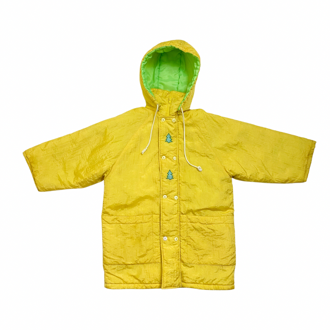 Vintage Yellow Padded Coat w Hood 8Y