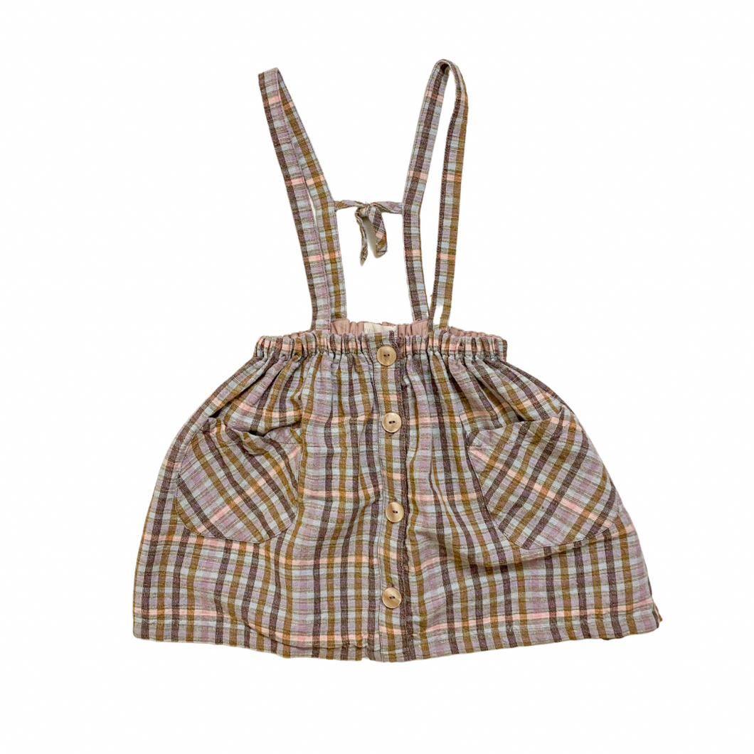 Cool Toned Plaid Suspender Dress 4/5T