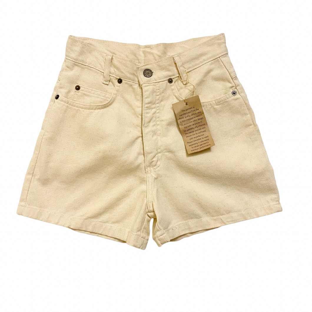 Vintage High Waisted Cream Denim Shorts 12Y