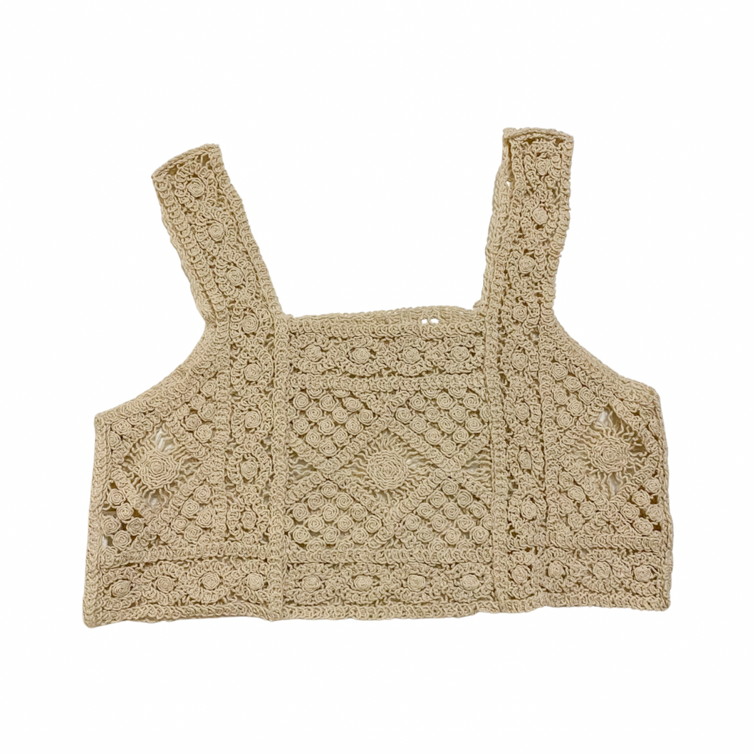 Cream Crochet Cropped Tank