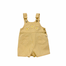 Load image into Gallery viewer, Vintage Gingham Daisy Overalls 12M

