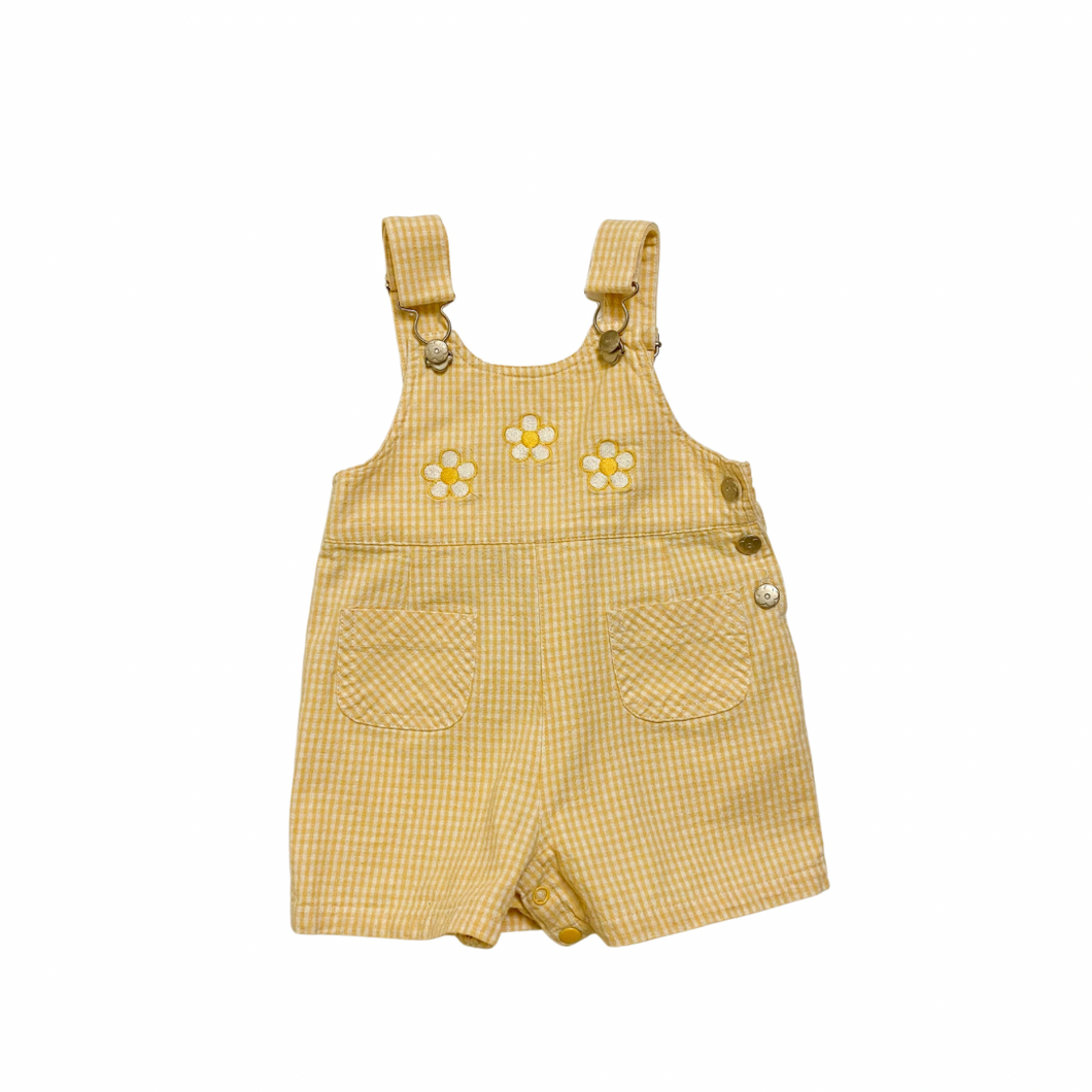 Vintage Gingham Daisy Overalls 12M
