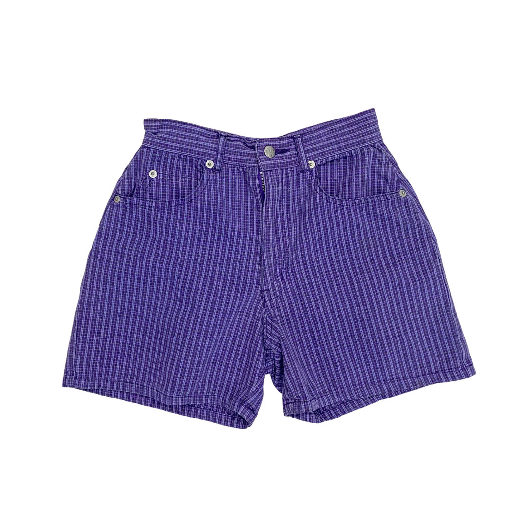 Vintage Purple Plaid Denim Shorts 8Y