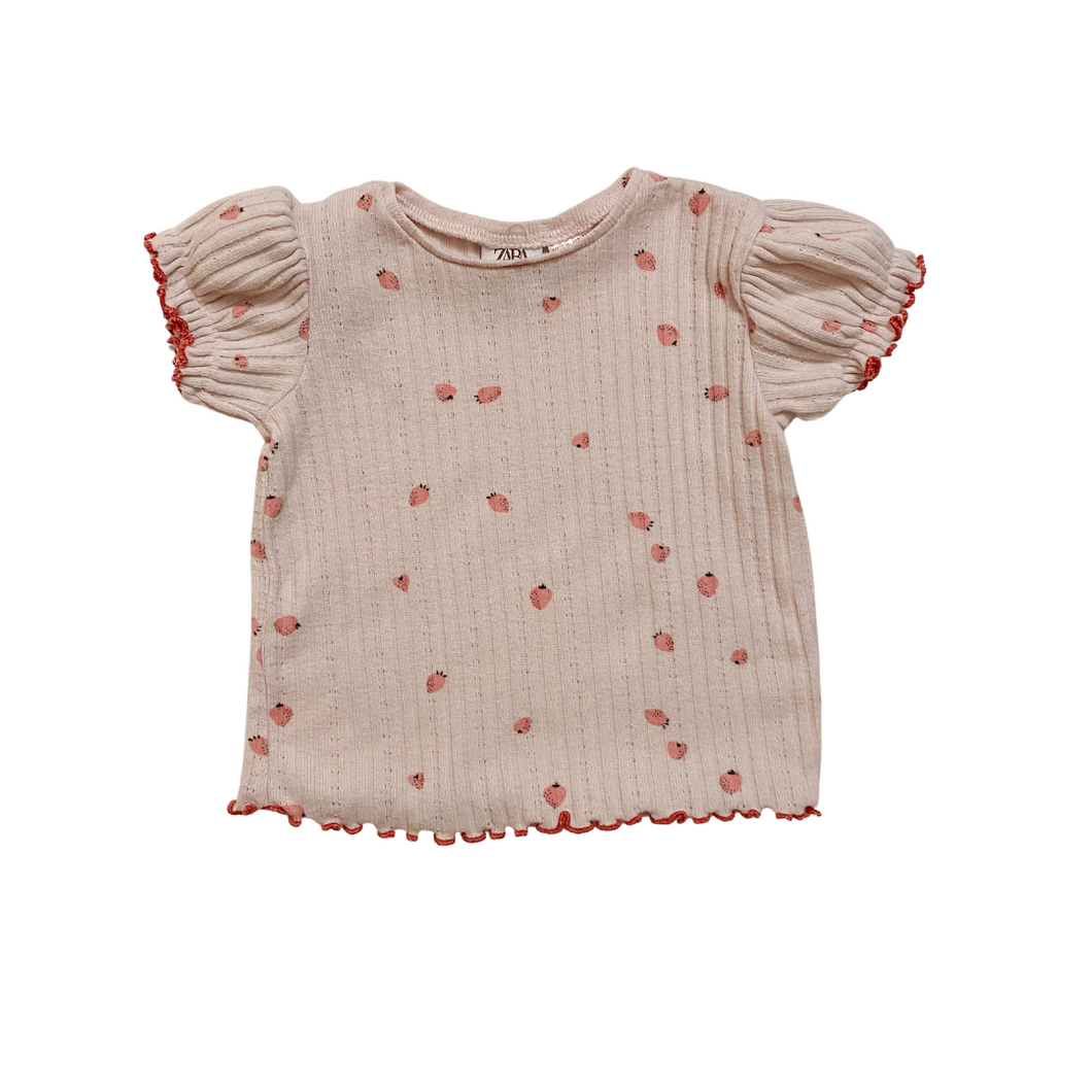 Puff Sleeve Strawberry Tee 9/12M