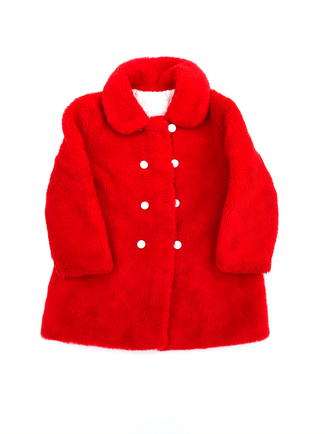 Vintage 60’s Red Teddy Bear Coat 7/8Y