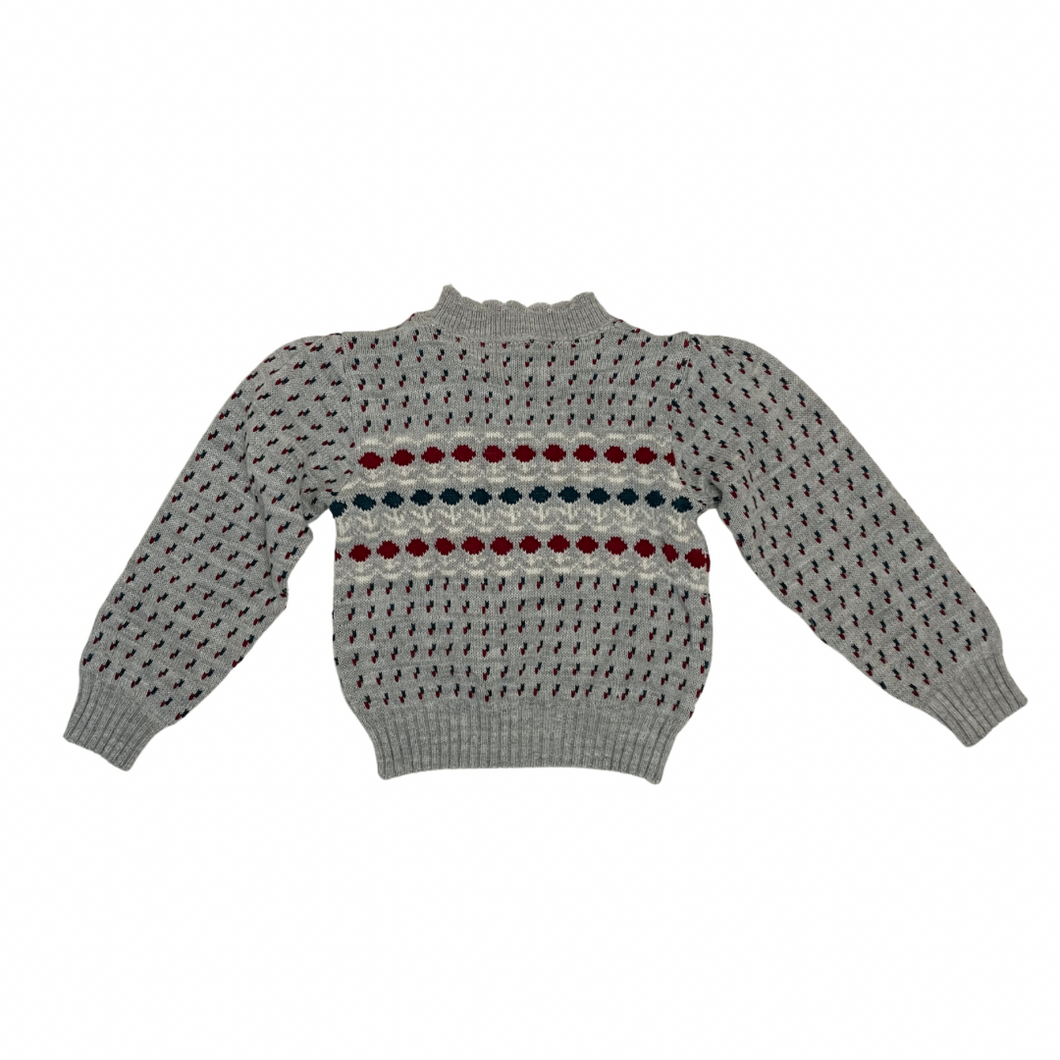 Gray Scallop Hem Knit Sweater 3T