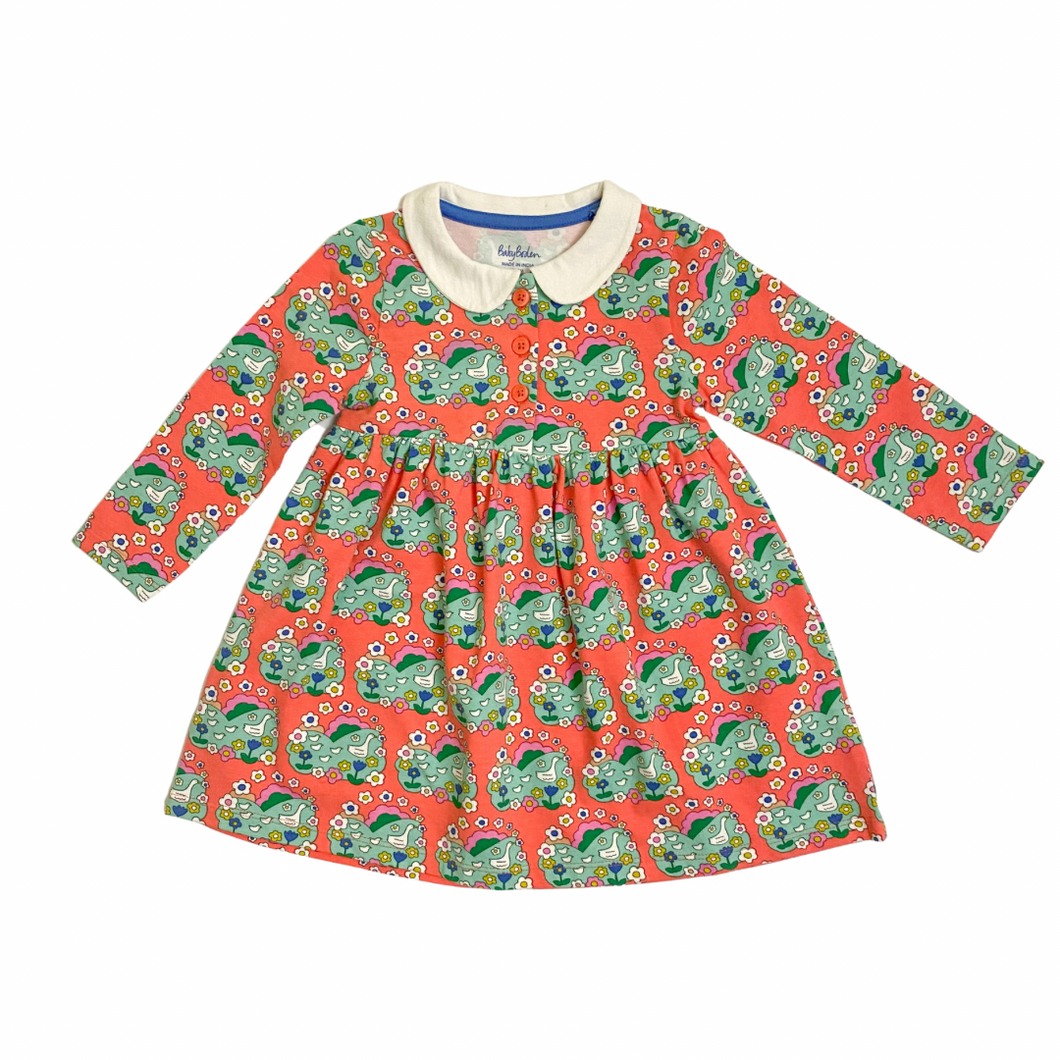 Duck Floral Print Collar Dress 12/18M