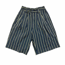 Load image into Gallery viewer, Striped Pleated High Rise Long Shorts W 23.5&quot;
