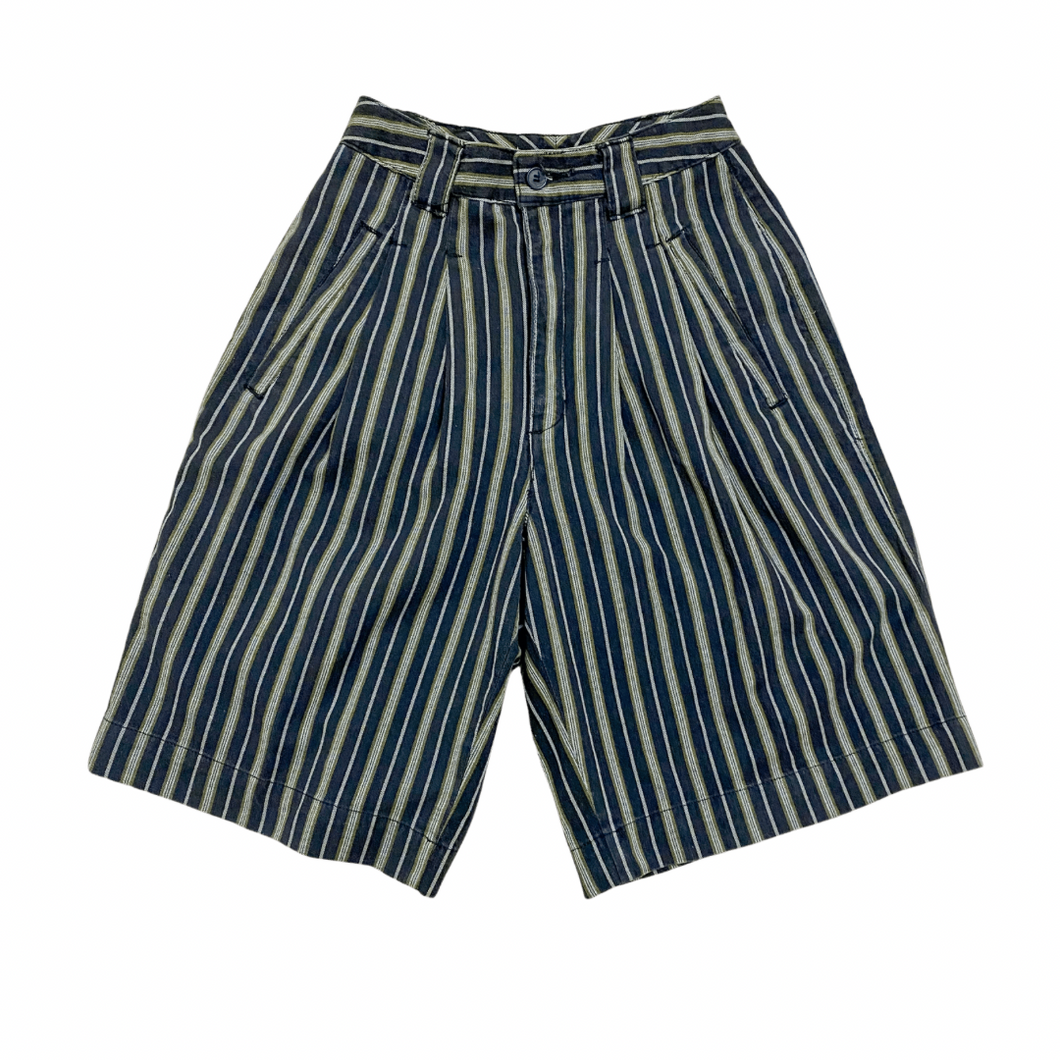 Striped Pleated High Rise Long Shorts W 23.5