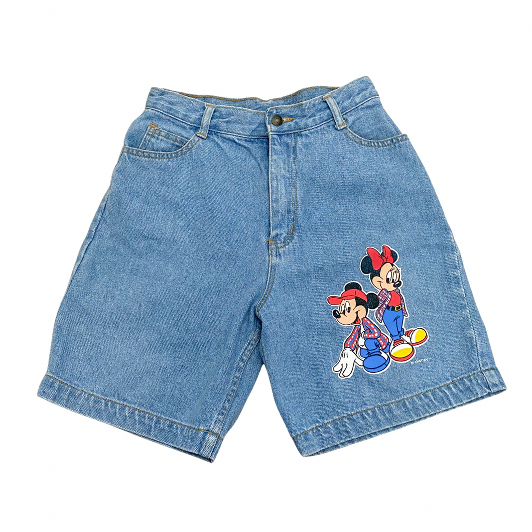 Vintage Mickey Minnie High Waisted Denim Shorts 12Y