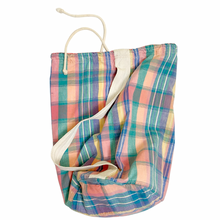 Load image into Gallery viewer, Vintage Plaid Drawstring Backpack
