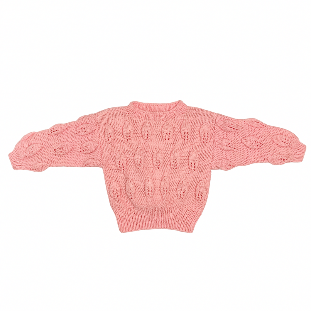 Pink Leaf Knit Sweater 4/5T